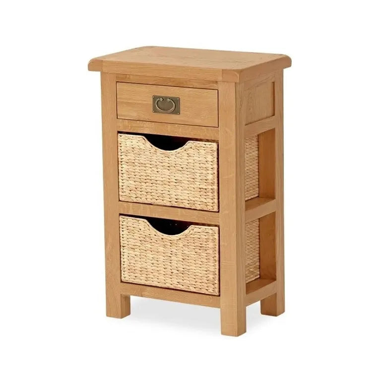 Tours Premium Telephone Table - 1 Drawer - with Baskets - Oak