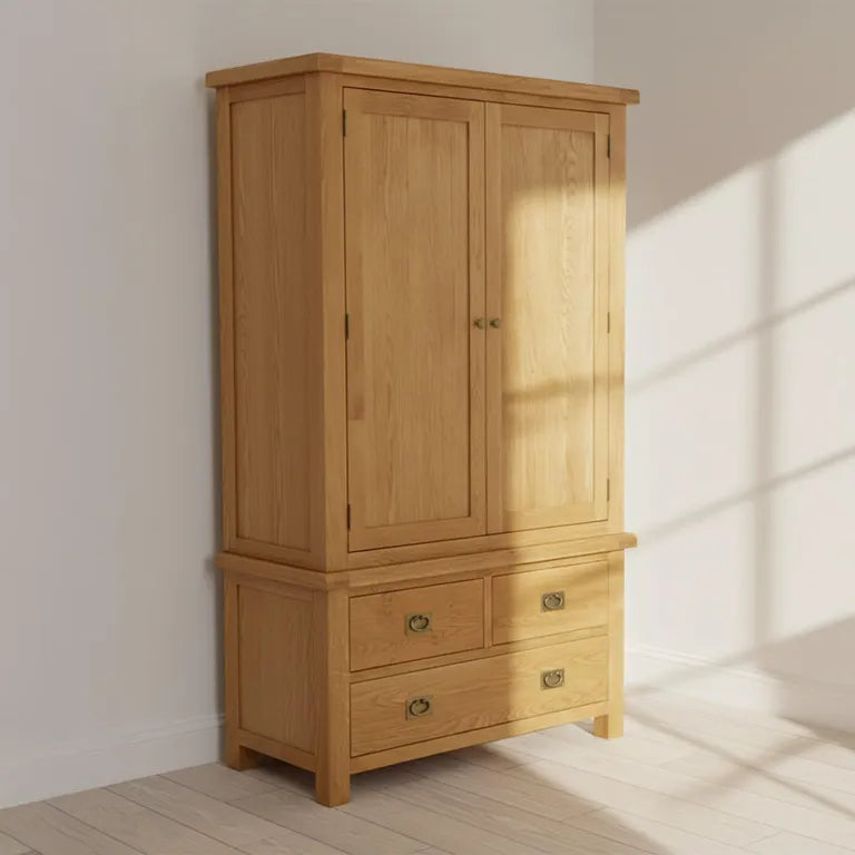 Tours Premium Wardrobe - 2 Door - 3 Drawer - Oak