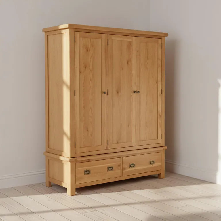 Tours Premium Wardrobe - 3 Door - 2 Drawer - Oak