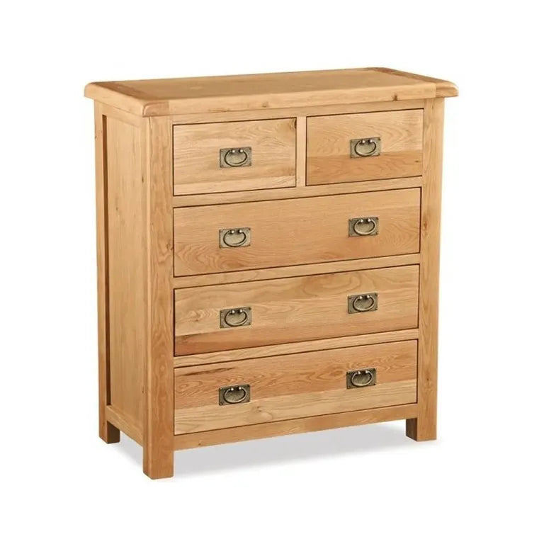 Tours Premium Wide Chest - 2+3 Drawer - Oak