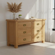 Tours Premium Wide Chest - 6 Drawer - Oak