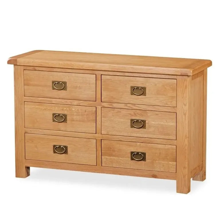 Tours Premium Wide Chest - 6 Drawer - Oak