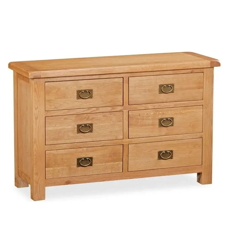 Tours Premium Wide Chest - 6 Drawer - Oak