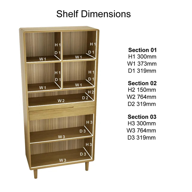 Strasbourg Bookcase - 1 Drawer - Large - Oak