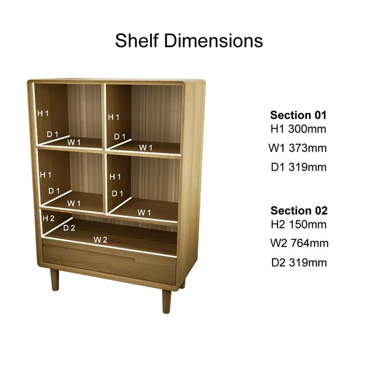 Strasbourg Bookcase - 1 Drawer - Small - Oak