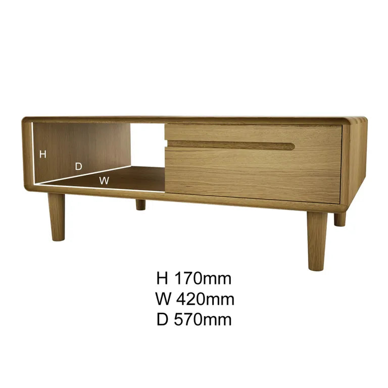 Strasbourg Coffee Table - 1 Drawer - Danish Oak