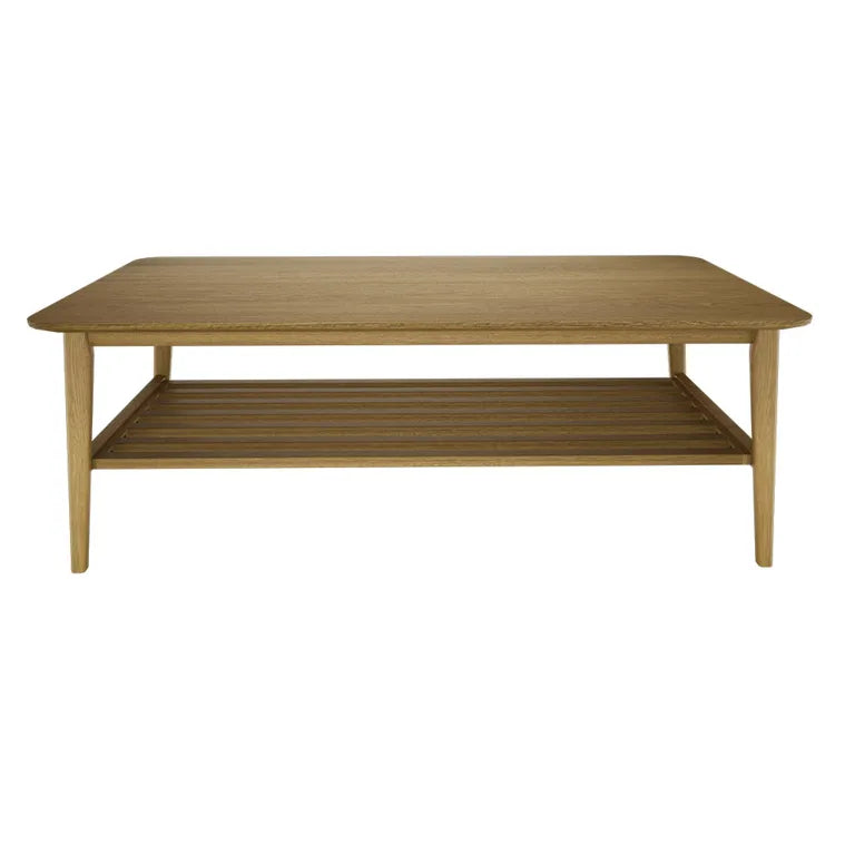 Strasbourg Coffee Table - Large - with Shelf - Danish Oak