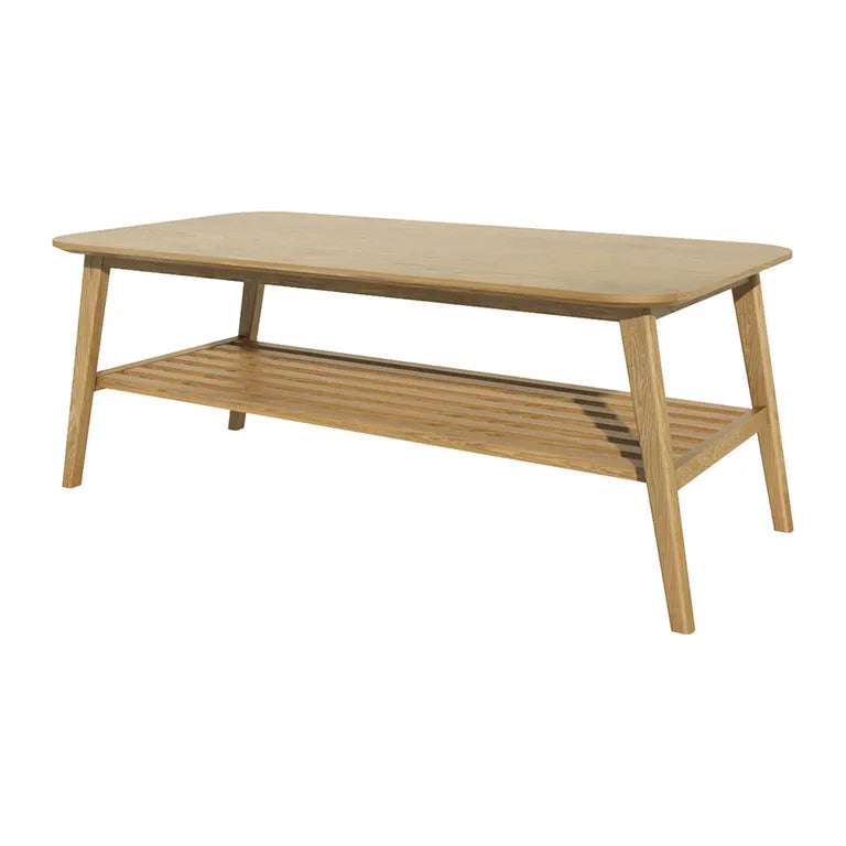 Strasbourg Coffee Table - Large - with Shelf - Danish Oak