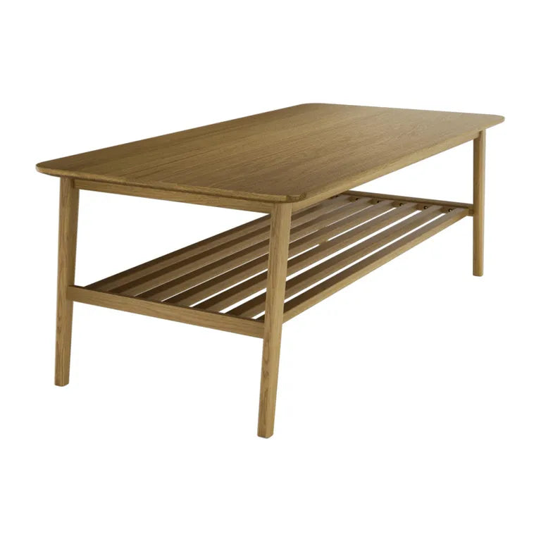 Strasbourg Coffee Table - Large - with Shelf - Danish Oak