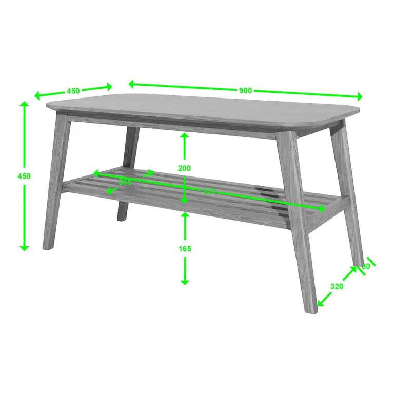 Strasbourg Coffee Table - Small - with Shelf - Danish Oak