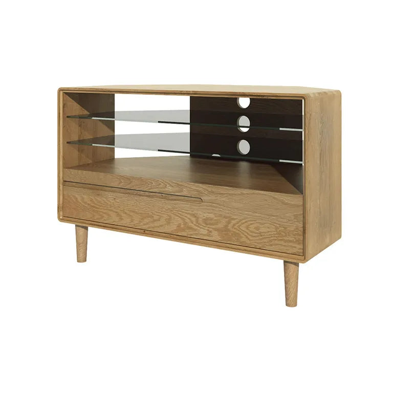 Strasbourg Corner TV Unit - 1 Drawer - Oak
