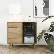 Strasbourg Glazed Chest - 1 Door - 4 Drawer - Oak