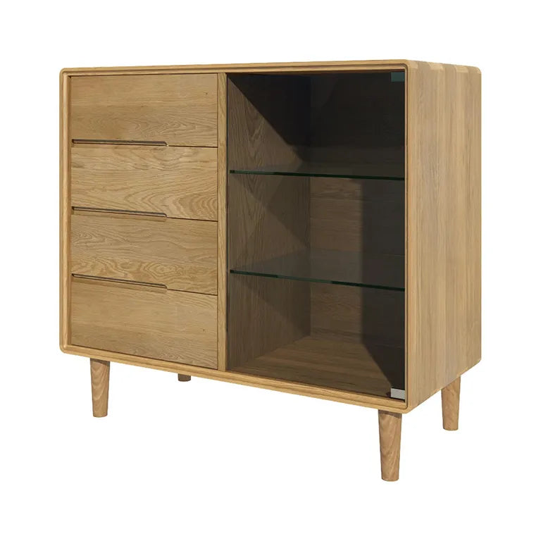 Strasbourg Glazed Chest - 1 Door - 4 Drawer - Oak