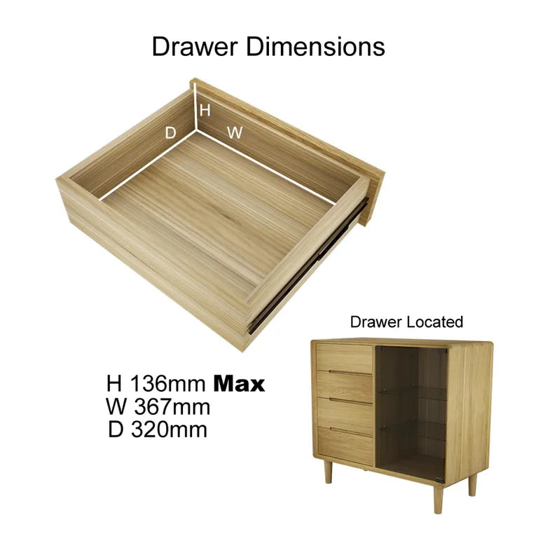 Strasbourg Glazed Chest - 1 Door - 4 Drawer - Oak