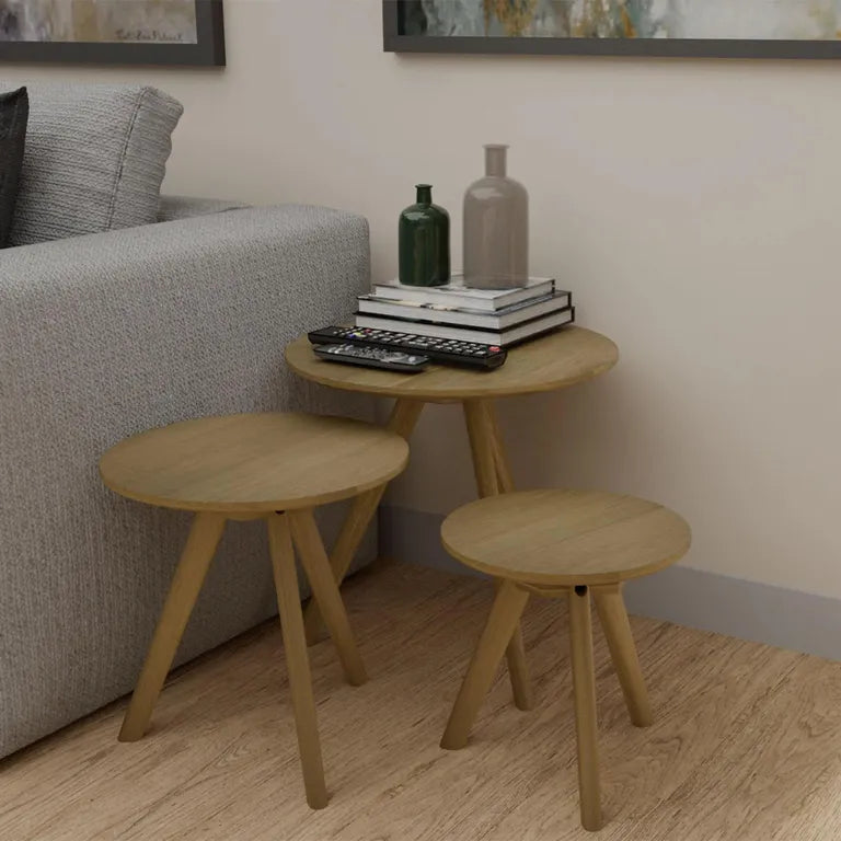 Strasbourg Nest of Tables - Set of 3 - Round - Oak
