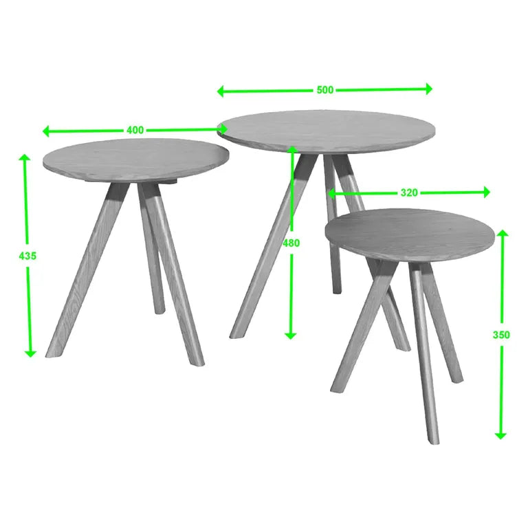 Strasbourg Nest of Tables - Set of 3 - Round - Oak