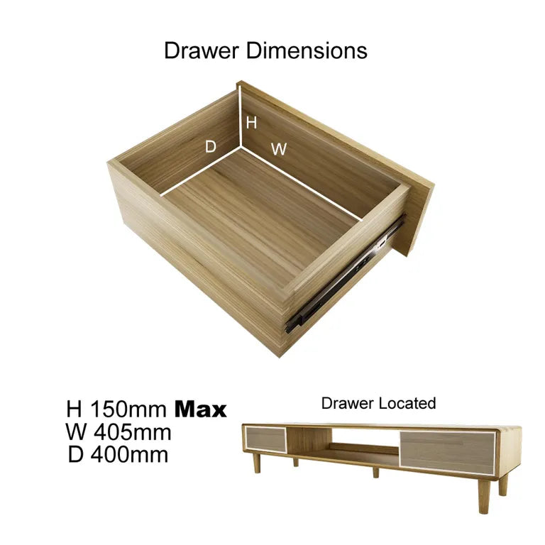 Strasbourg TV Unit - 2 Drawer - Large - Oak