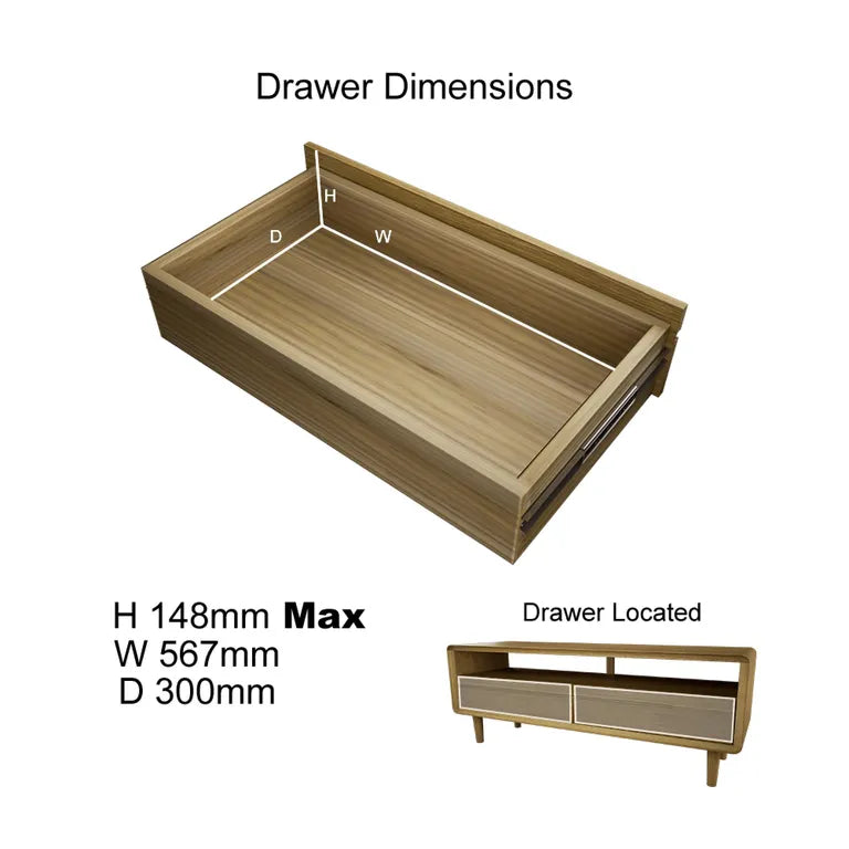 Strasbourg TV Unit - 2 Drawer - Medium - Oak