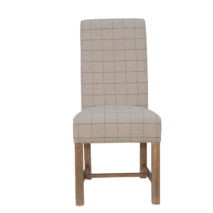 The Chair Collection Scroll Back Dining Chair - Check Natural Wool