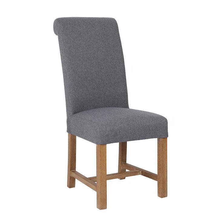 The Chair Collection Scroll Back Fabric Dining Chair - Grey