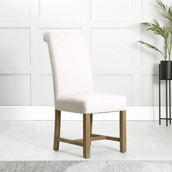 The Chair Collection Scroll Back Fabric Dining Chair - Natural