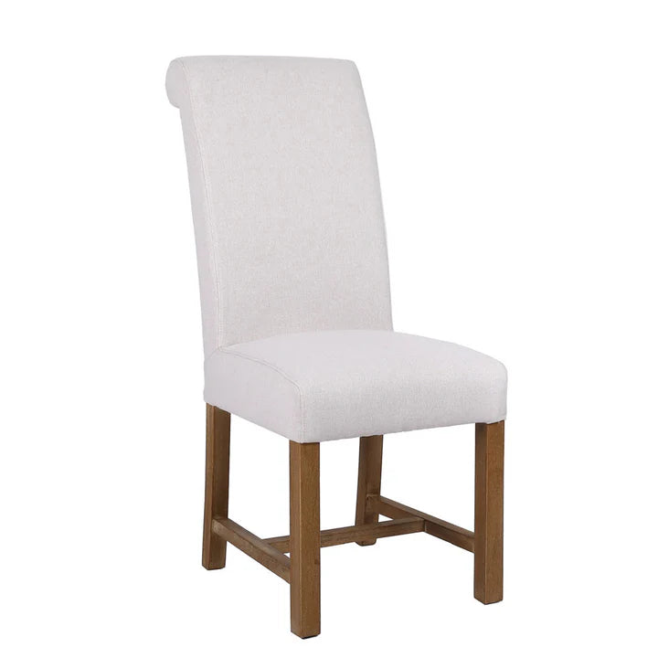 The Chair Collection Scroll Back Fabric Dining Chair - Natural