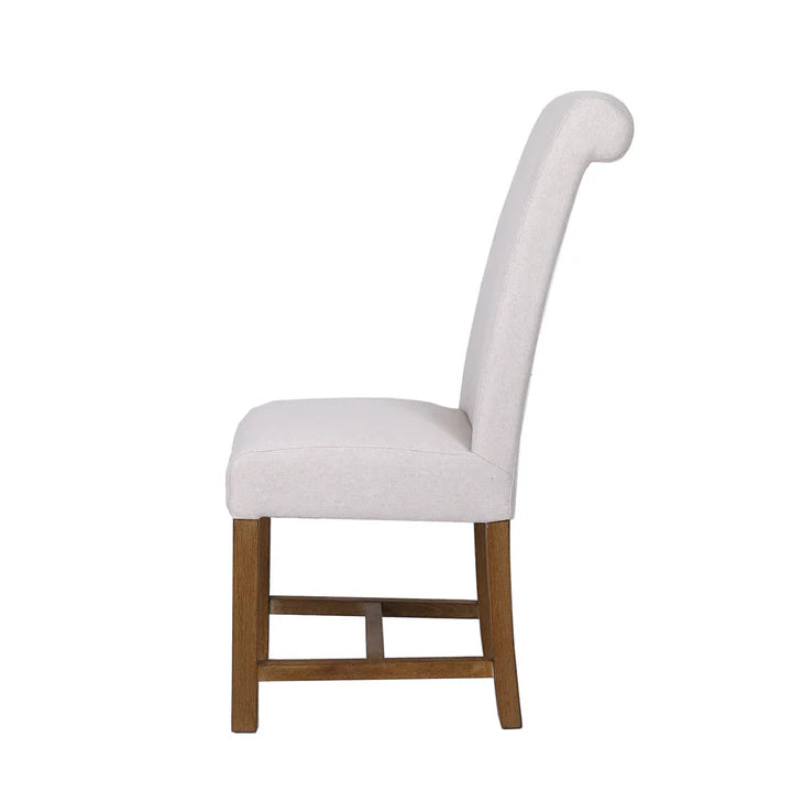 The Chair Collection Scroll Back Fabric Dining Chair - Natural