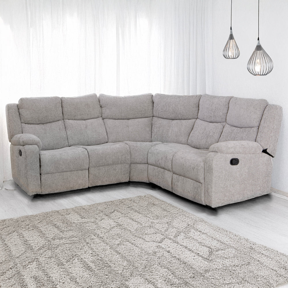 Bergerac Manual Corner Sofa with Console in Silver