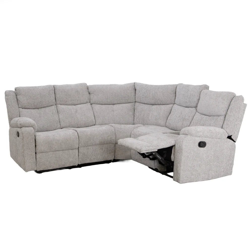 Bergerac Manual Corner Sofa with Console in Silver
