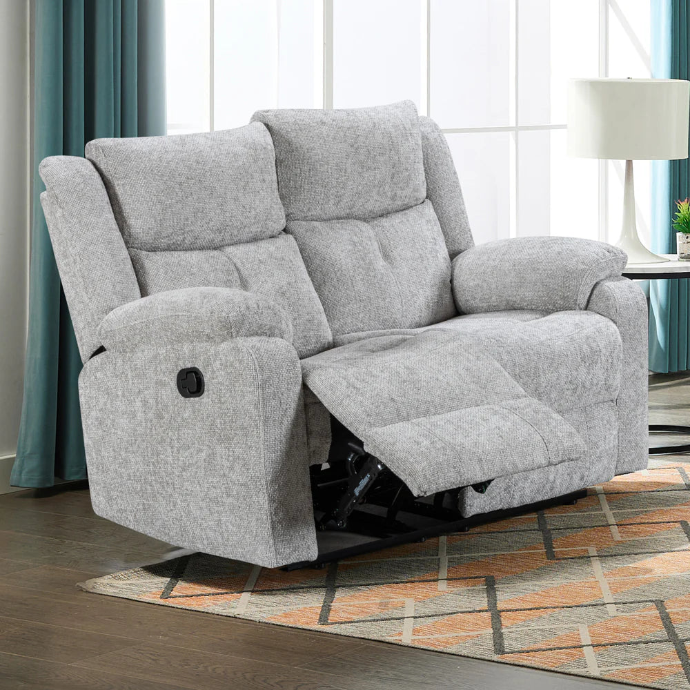 Bergerac Manual Recliner 2 Seater Sofa in Silver