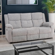 Bergerac Manual Recliner 3 Seater Sofa with Console in Silver