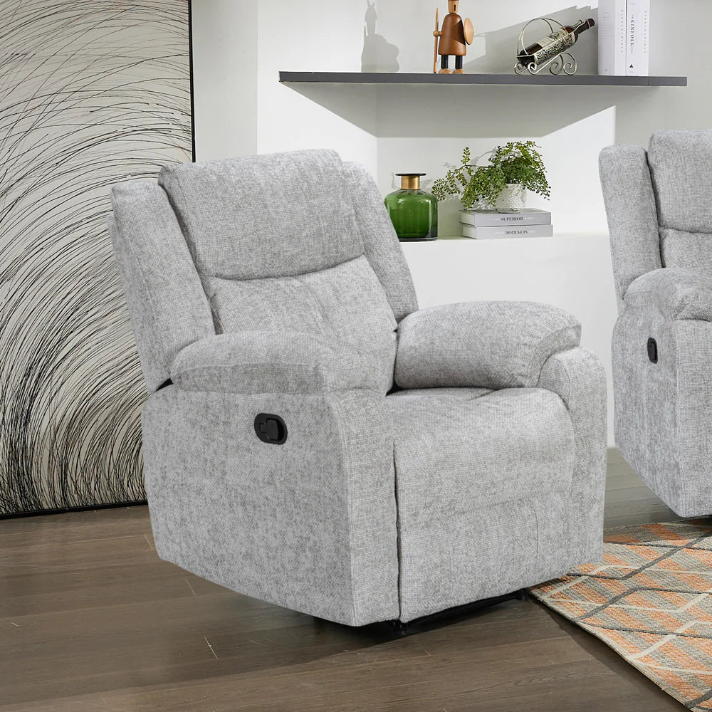 Bergerac Manual Recliner Armchair in Silver