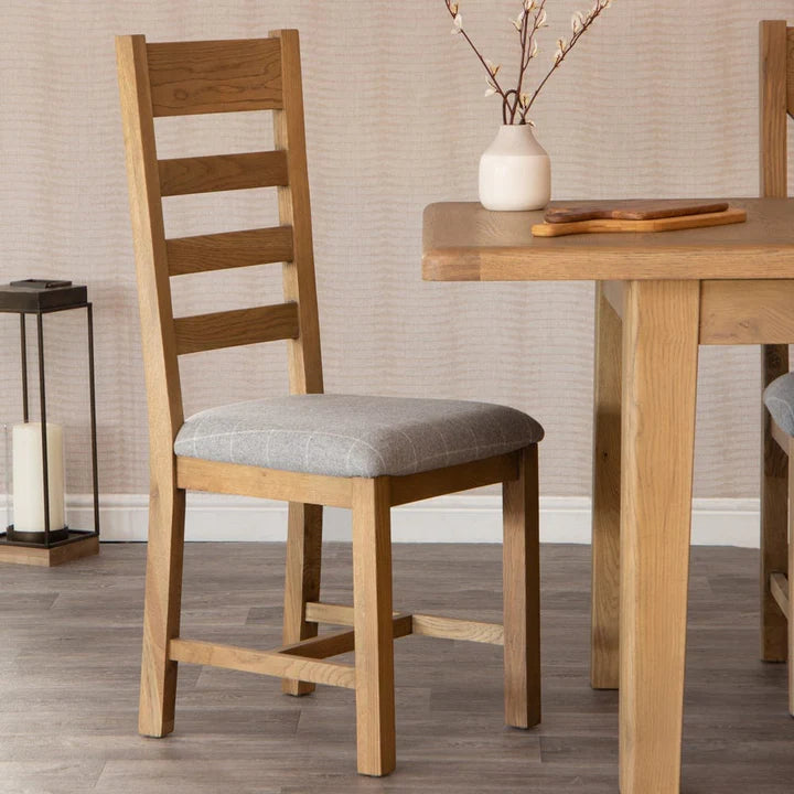 Slatted Chair Fabric Seat in Check Grey