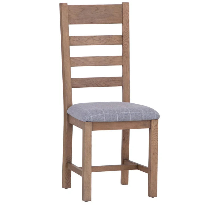 Slatted Chair Fabric Seat in Check Grey