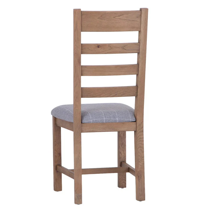Slatted Chair Fabric Seat in Check Grey