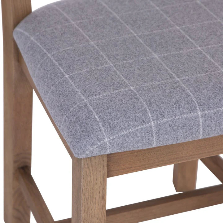 Slatted Chair Fabric Seat in Check Grey