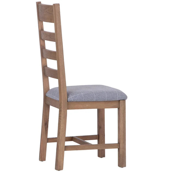 Slatted Chair Fabric Seat in Check Grey