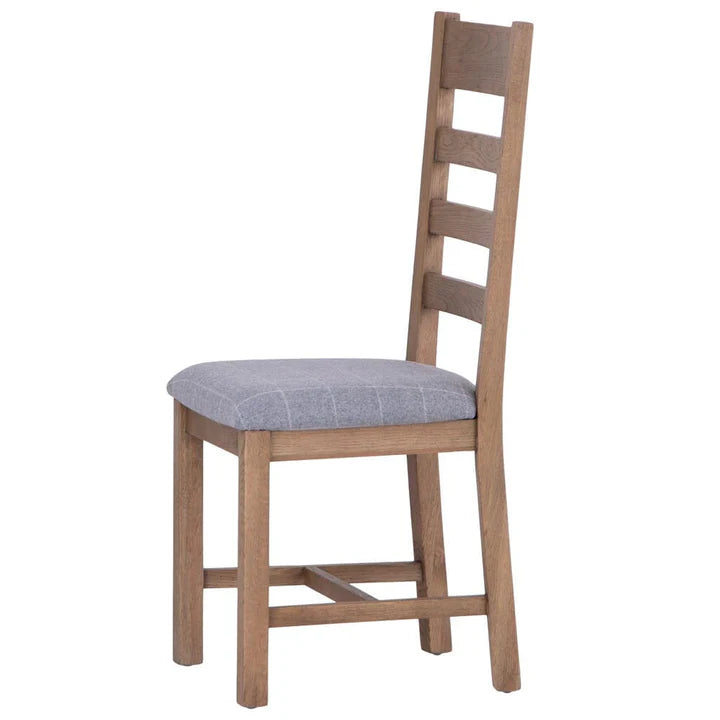 Slatted Chair Fabric Seat in Check Grey