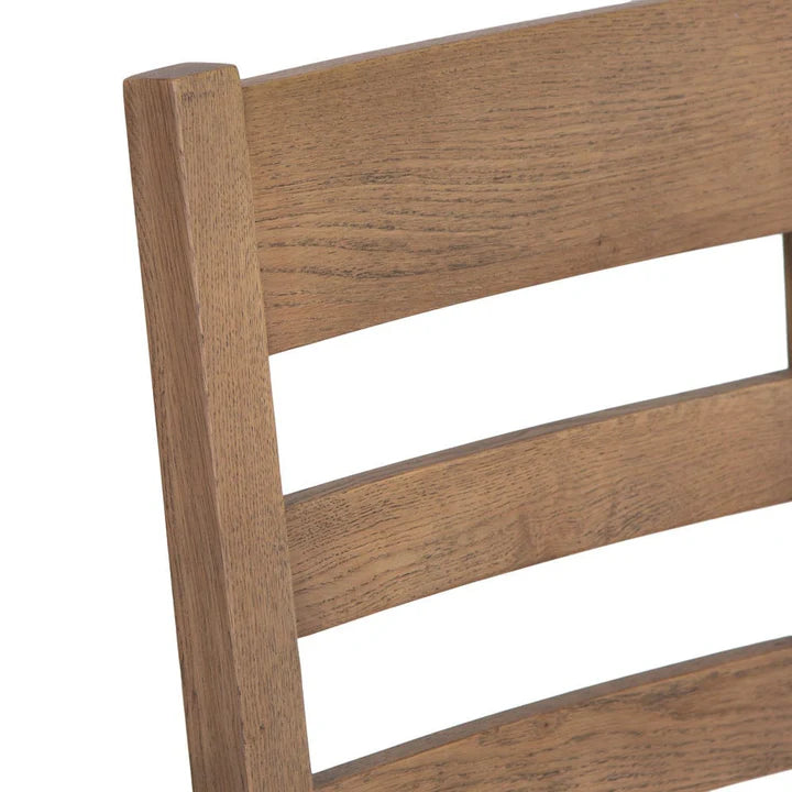 Caen Slatted Chair Fabric Seat in Check Natural