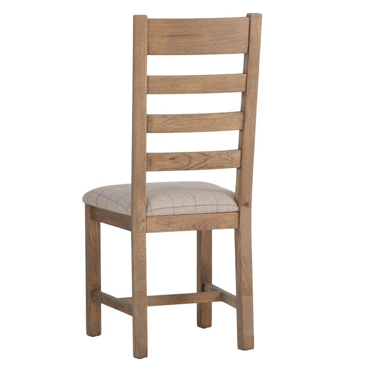 Caen Slatted Chair Fabric Seat in Check Natural