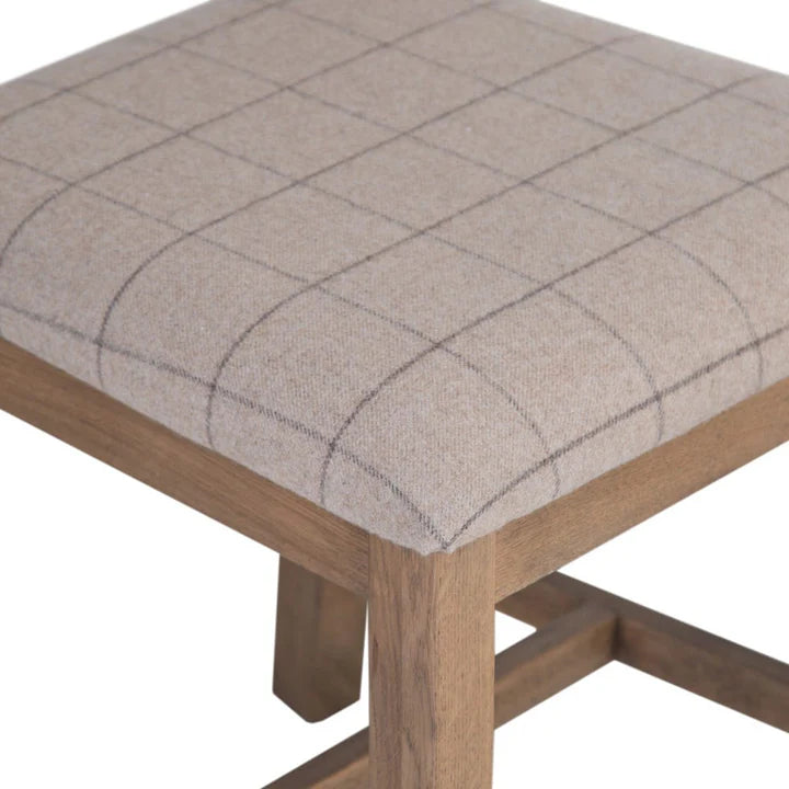 Caen Slatted Chair Fabric Seat in Check Natural