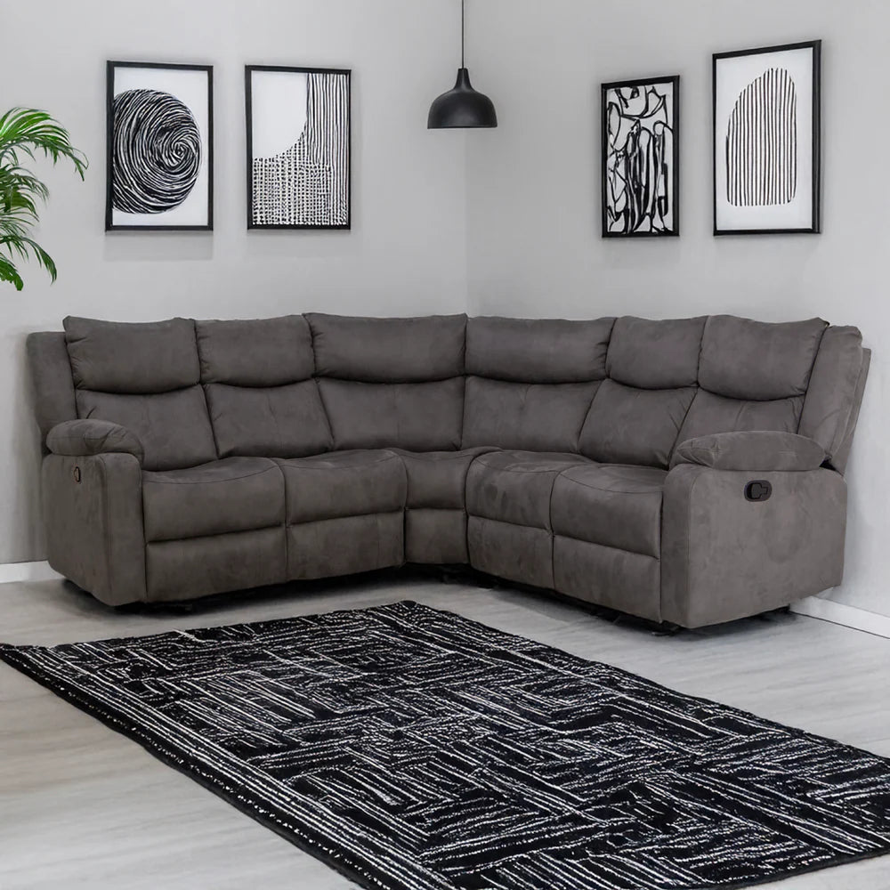 Bergerac Manual Corner Sofa with Console in Steel