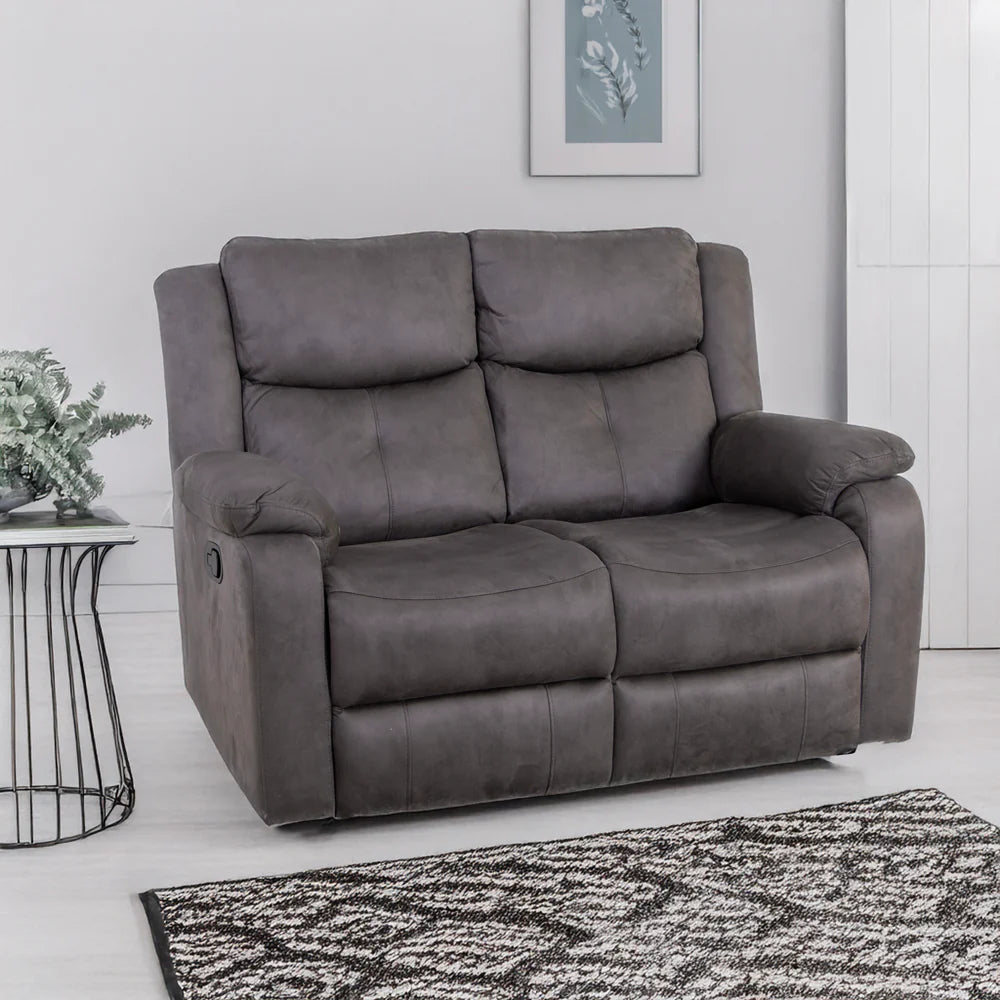 Bergerac Manual Recliner 2 Seater Sofa in Steel