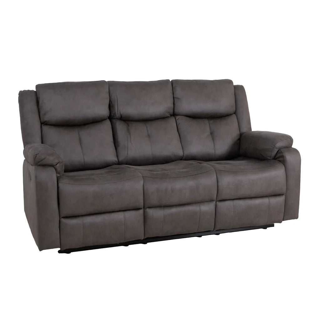 Bergerac Manual Recliner 3 Seater Sofa with Console in Steel