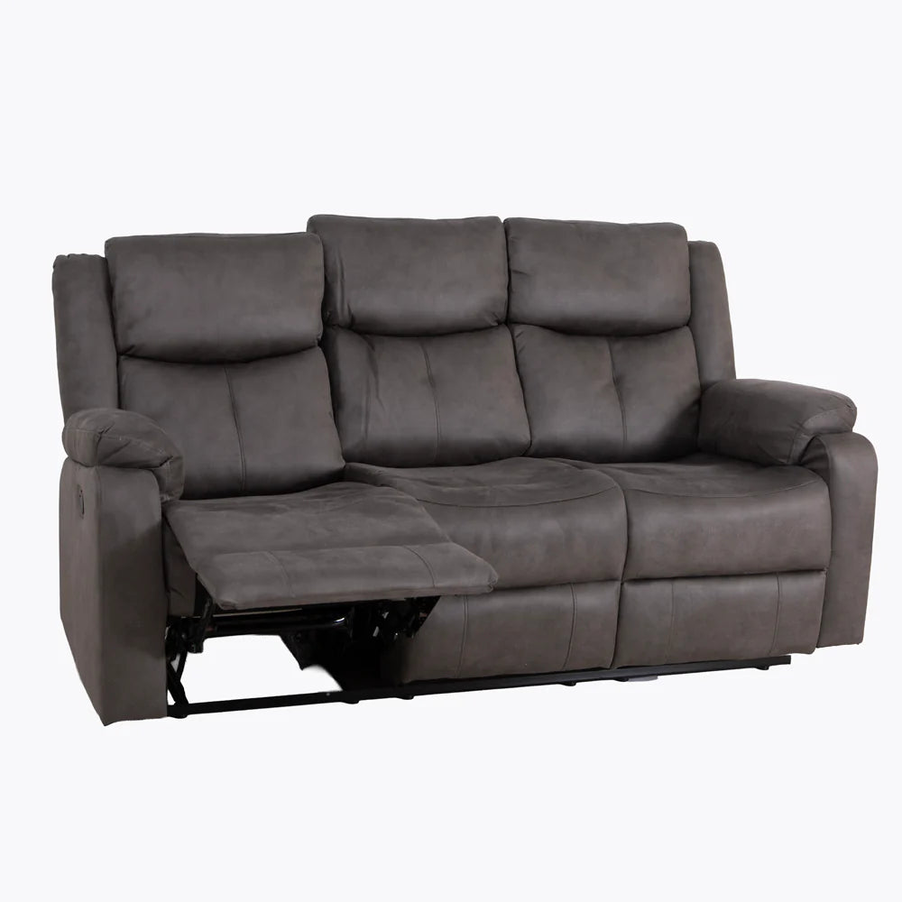 Bergerac Manual Recliner 3 Seater Sofa with Console in Steel