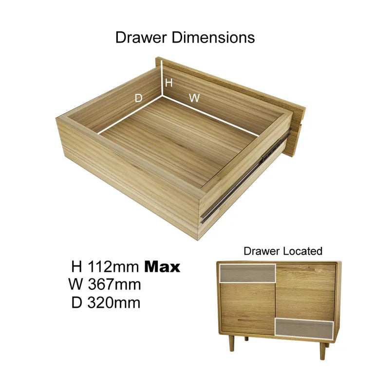 Strasbourg Sideboard - 2 Door - Small - 90cm - Oak