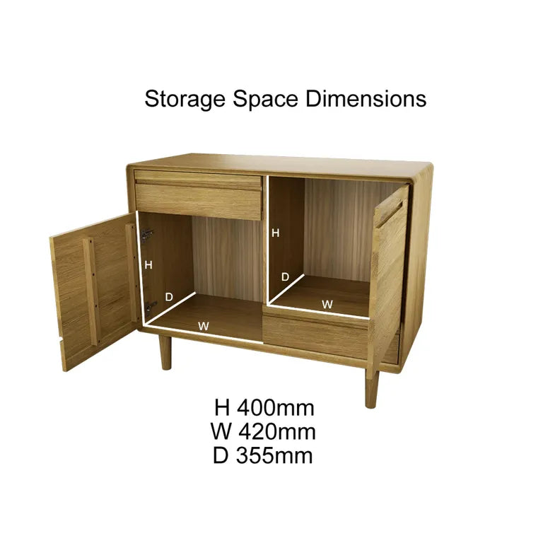 Strasbourg Sideboard - 2 Door - Small - 90cm - Oak