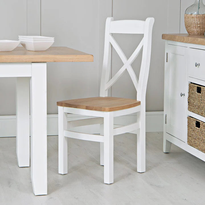 Evreux Cross Back Chair Wooden Seat